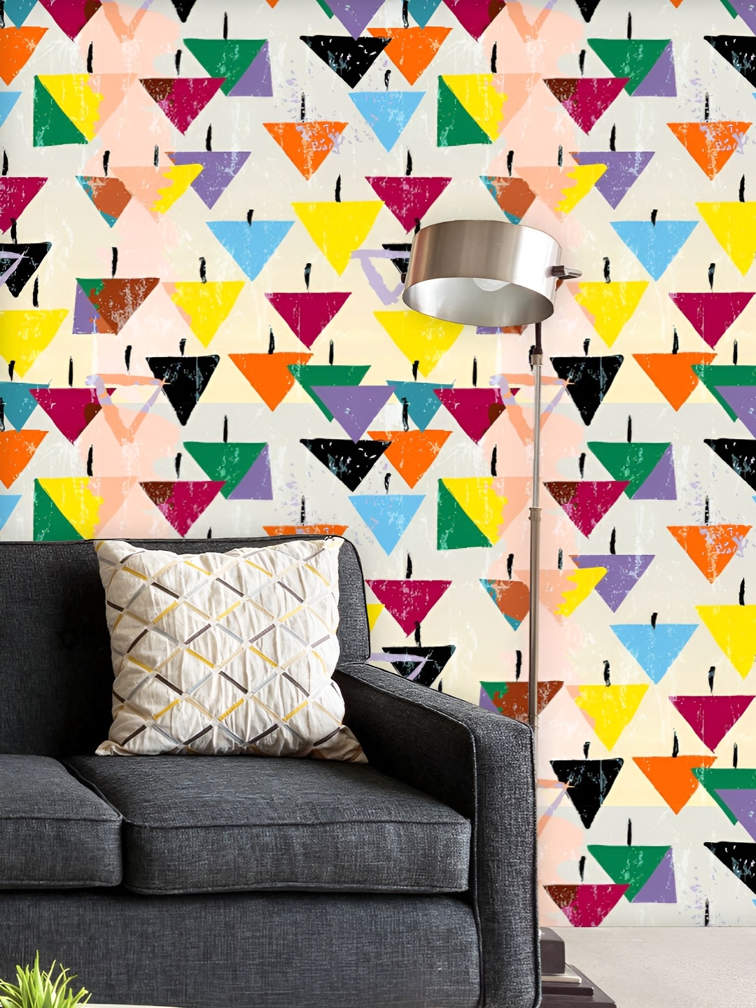 

ArtzFolio Printed UV-Resistant Anti-Bacterial Strokes, Splashes And Triangles Peel & Stick Wallpaper, Multi