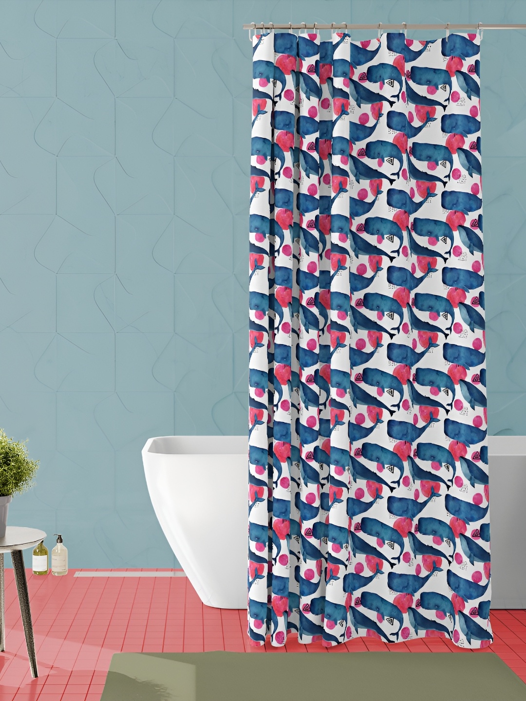 

ArtzFolio Blue and Red Abstract Printed Waterproof Shower Curtain