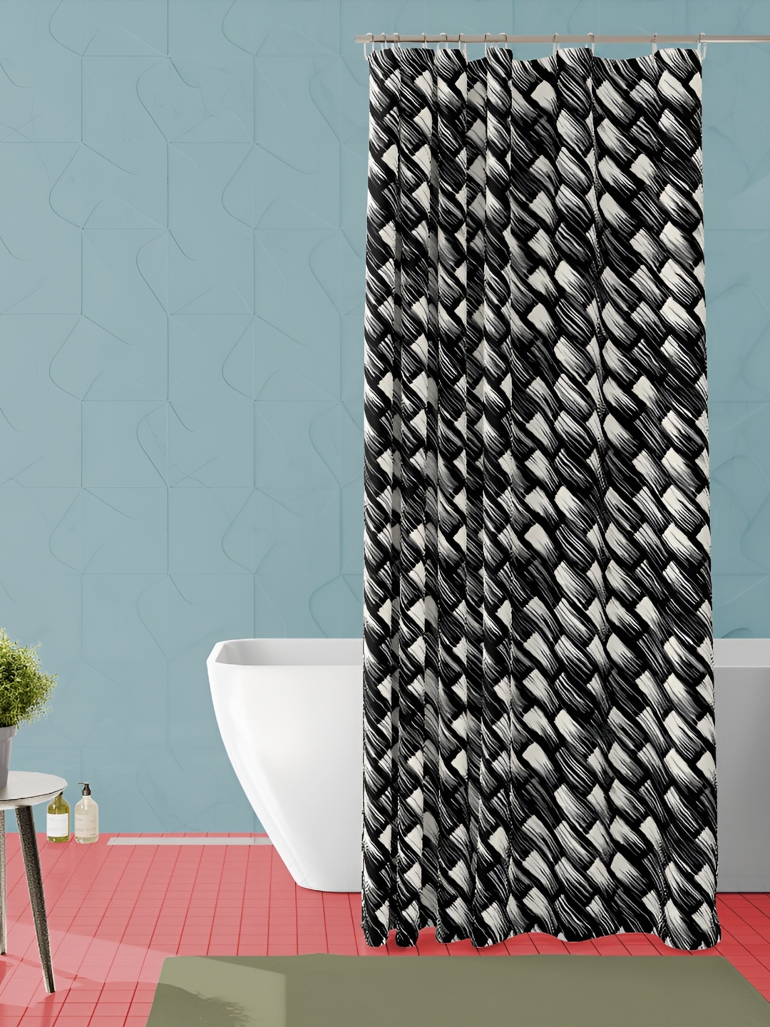 

ArtzFolio Black & Grey Printed Waterproof Shower Curtain