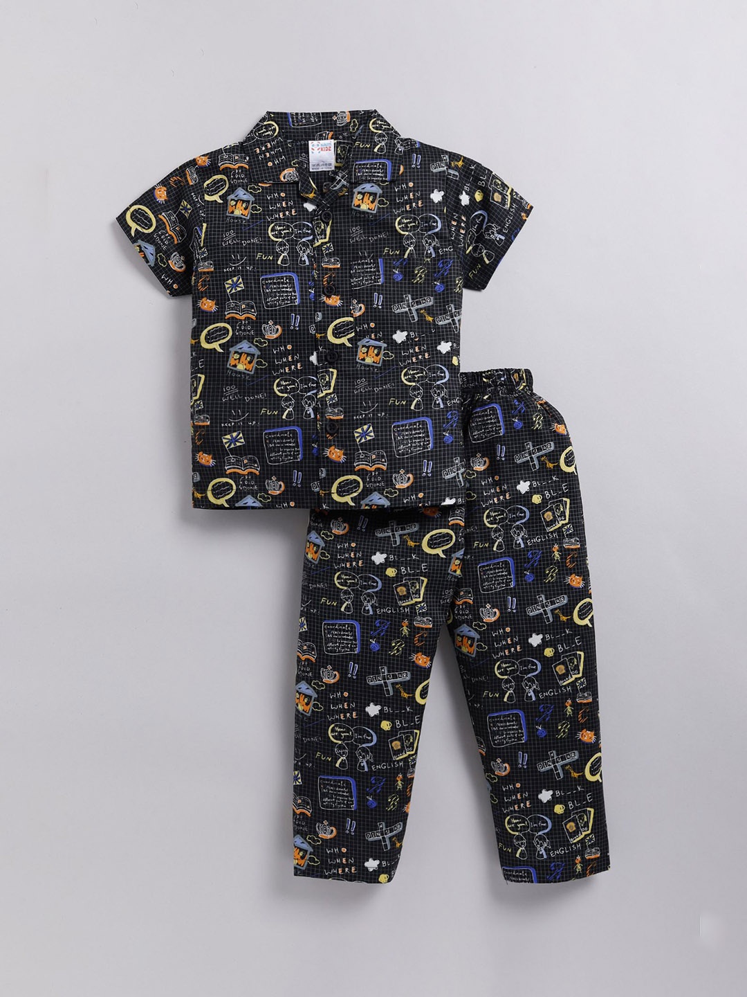

NAUTI KIDZ Boys Printed Pure Cotton Night suit, Black