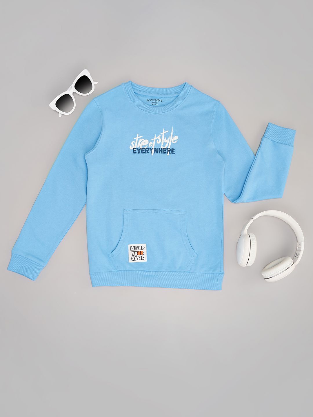 

Pantaloons Junior Boys Cotton Round Neck Long Sleeves Pullover Sweatshirt, Blue