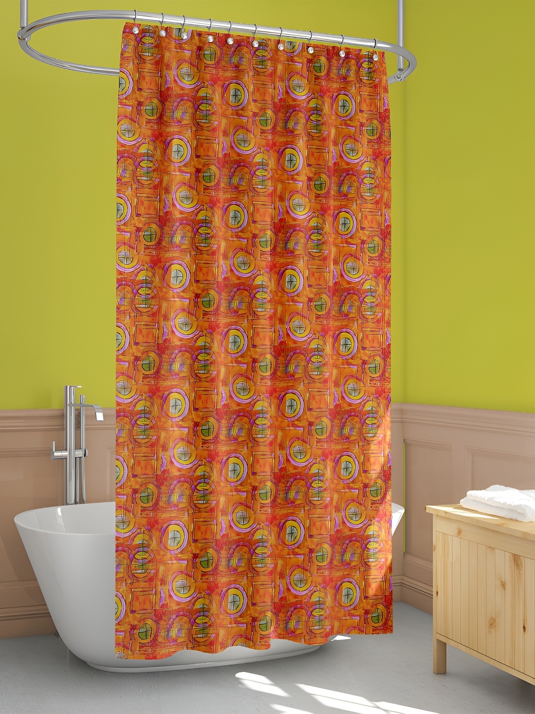 

ArtzFolio Orange-Colored & Green Printed Shower Curtains