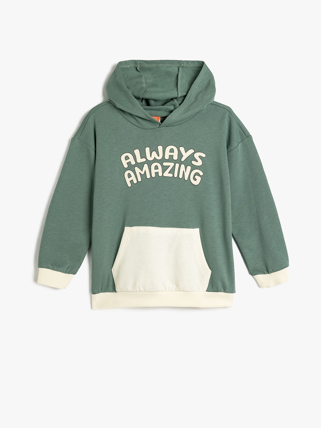 

Koton Boys Hooded Printed Pullover Cotton Sweatshirt, Green