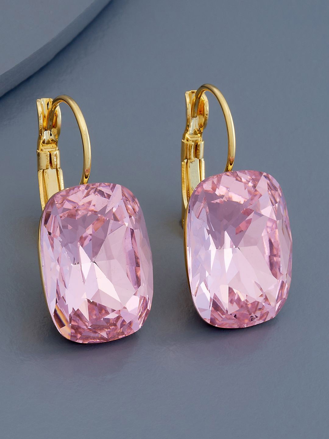

Kushal's Fashion Jewellery Gold-Plated Zircon Geometric Hoop Earrings