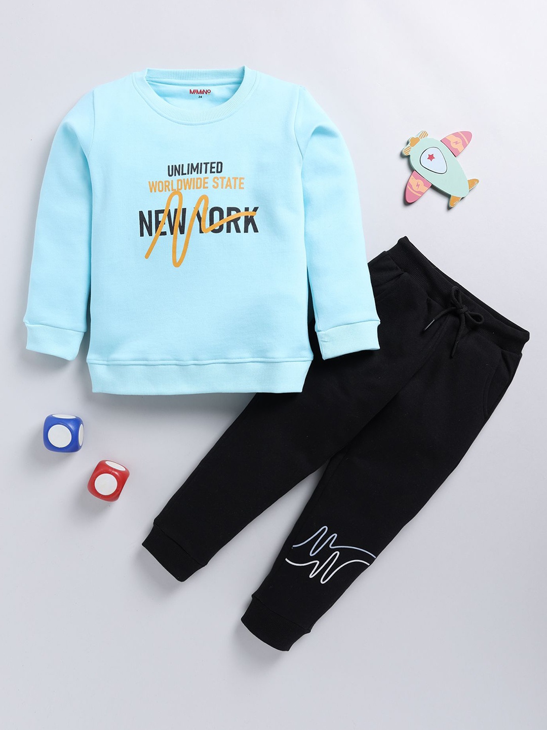 

MIMINO Boys Cotton Typography Printed Sweatshirt, Blue