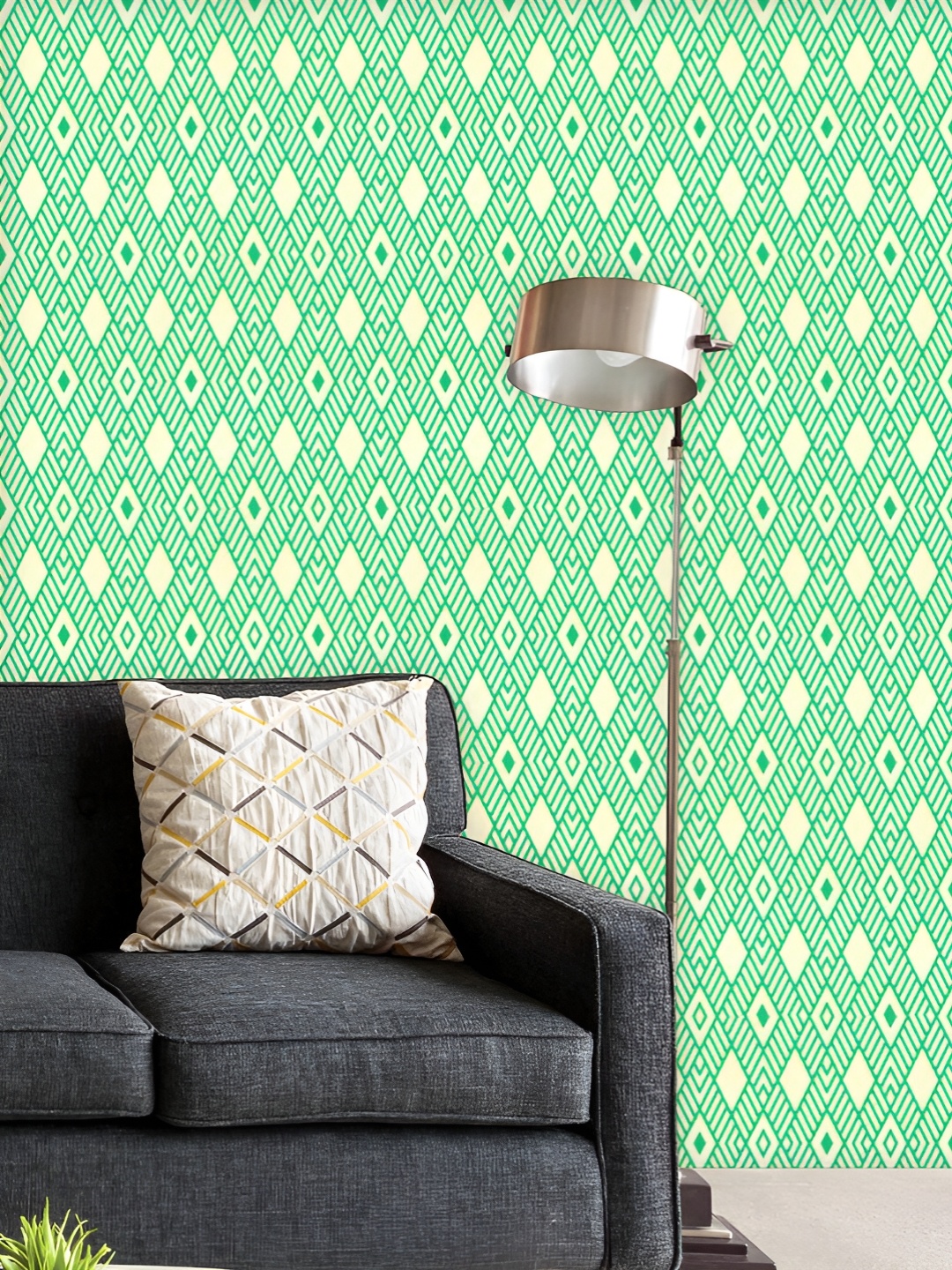 

ArtzFolio Printed UV-Resistant Anti-Bacterial Green Geometric Peel & Stick Wallpaper, Multi