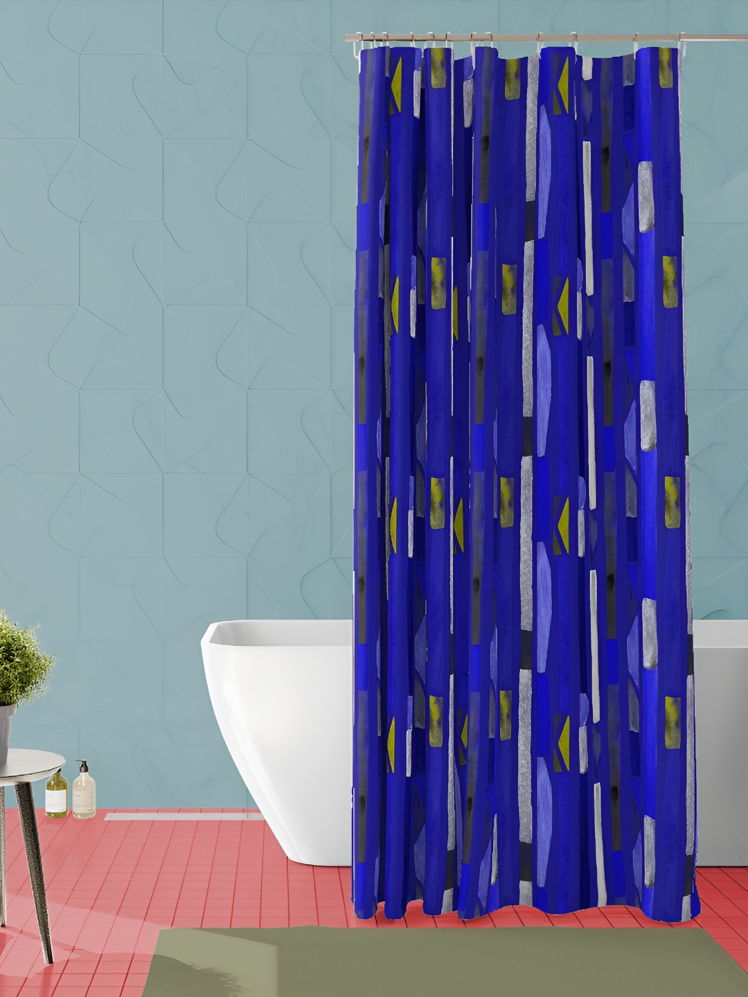 

ArtzFolio Blue & Grey Printed Waterproof Shower Curtain