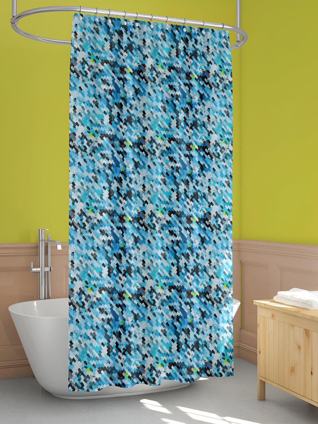 

ArtzFolio Blue & White Printed Waterproof Shower Curtain