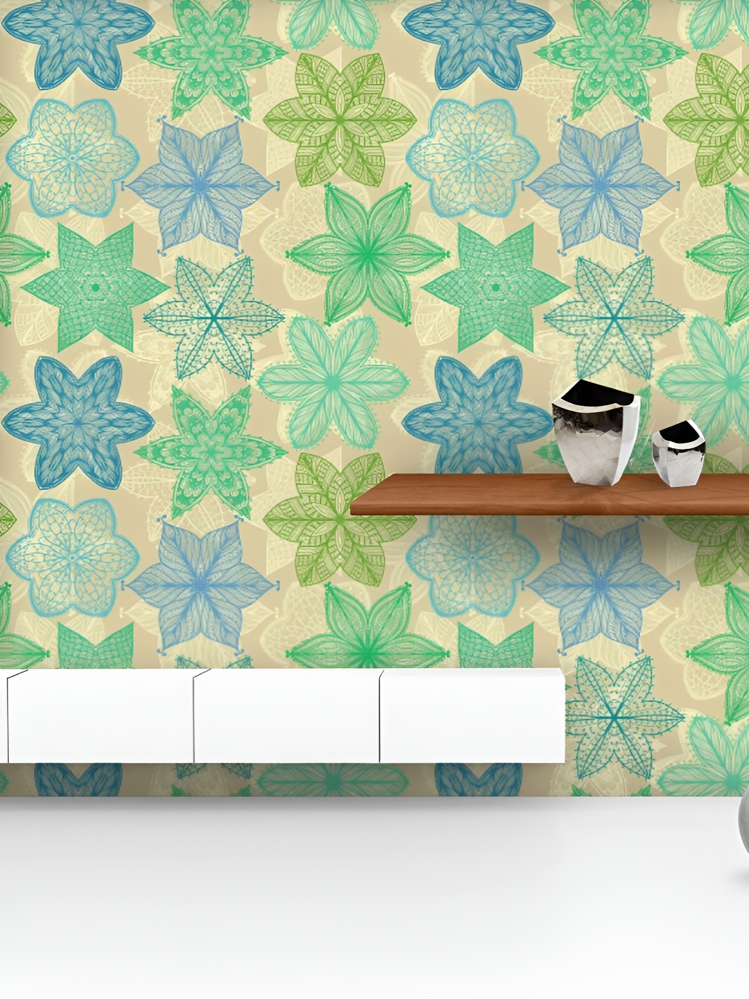 

ArtzFolio Printed UV-Resistant Anti-Bacterial Vintage Ornate Flowers Peel & Stick Wallpaper, Multi