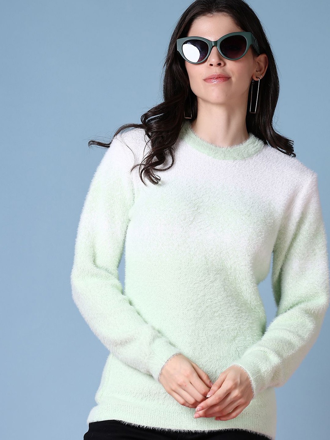 

V-Mart Women Cotton Round Neck Long Sleeves Pullover, Green