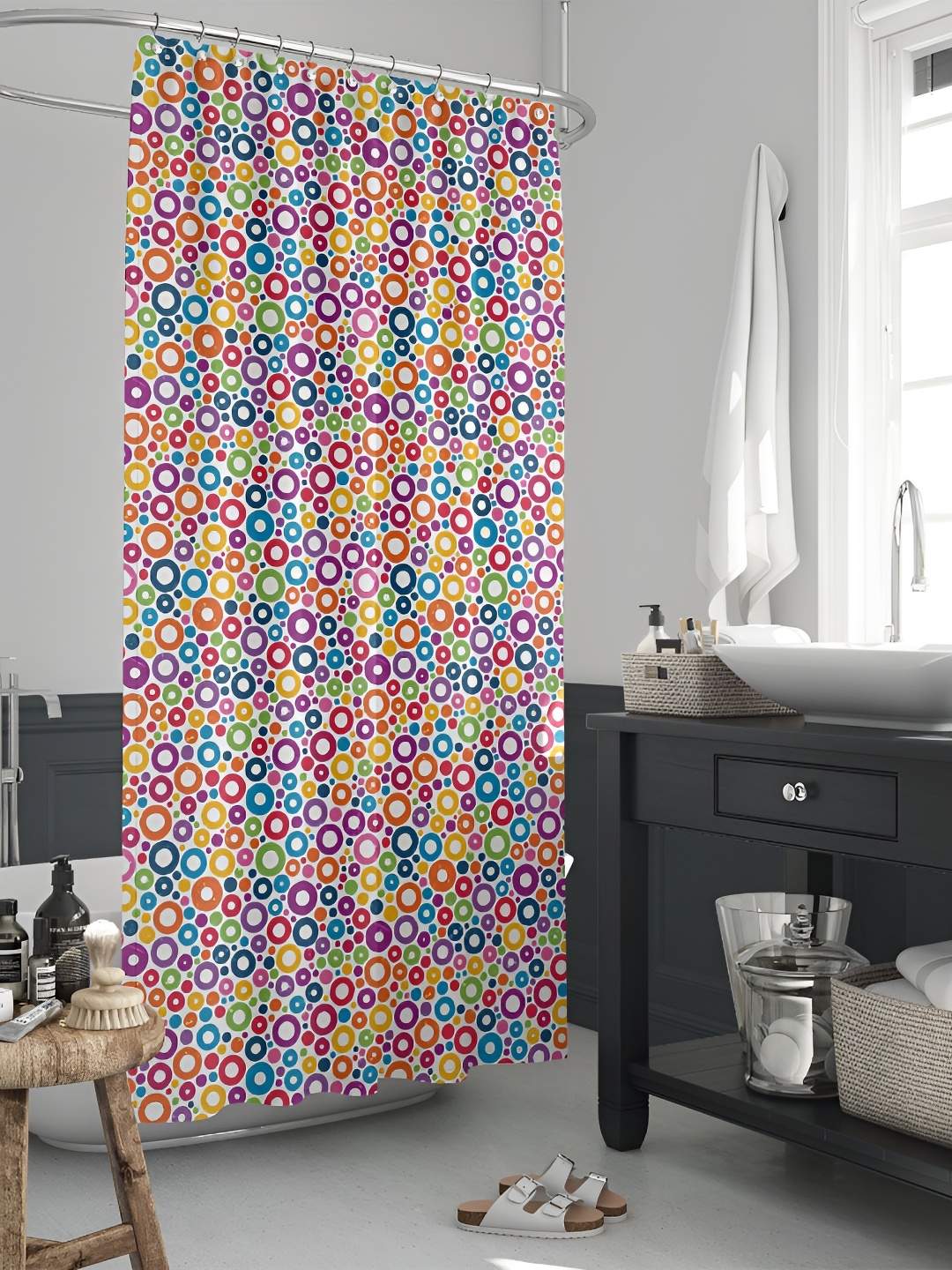 

ArtzFolio White & Purple Printed Waterproof Shower Curtains