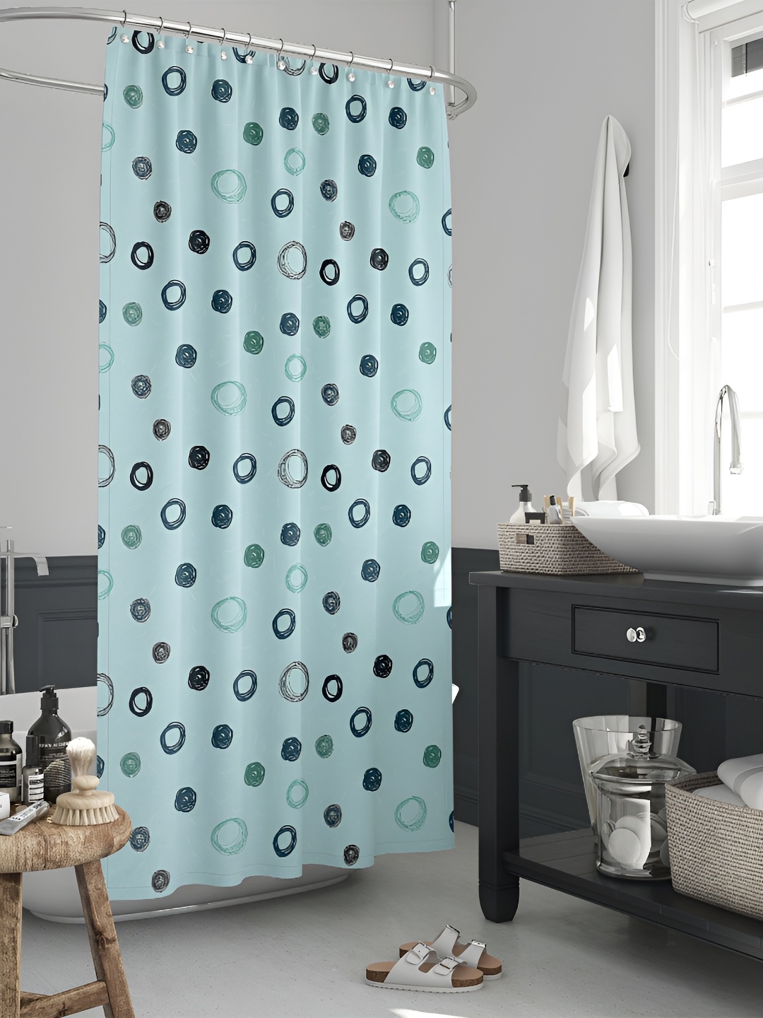 

ArtzFolio Blue & White Printed Waterproof Shower Curtains