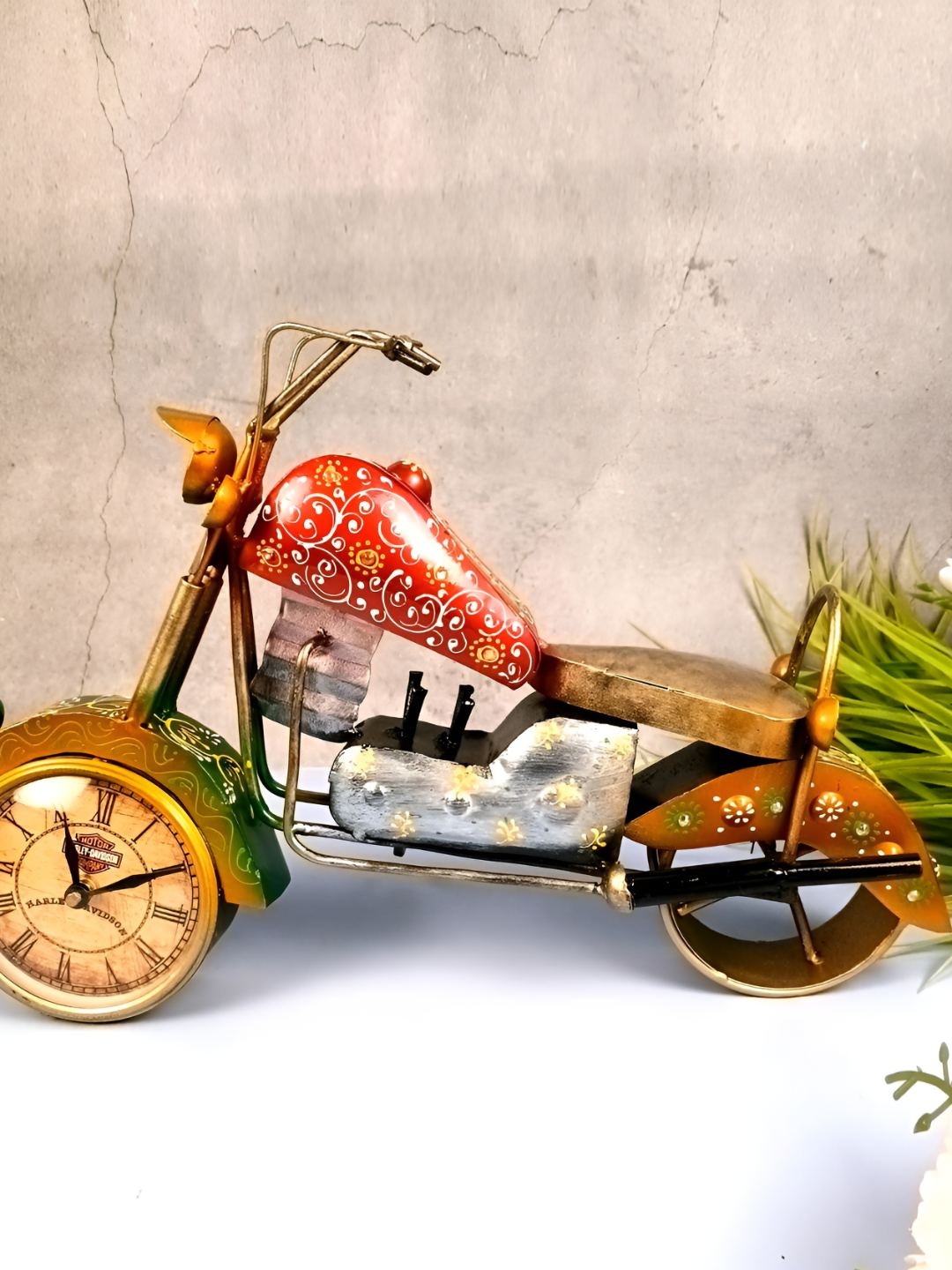 

apka mart Beige & Red Quirky Traditional Table Clock