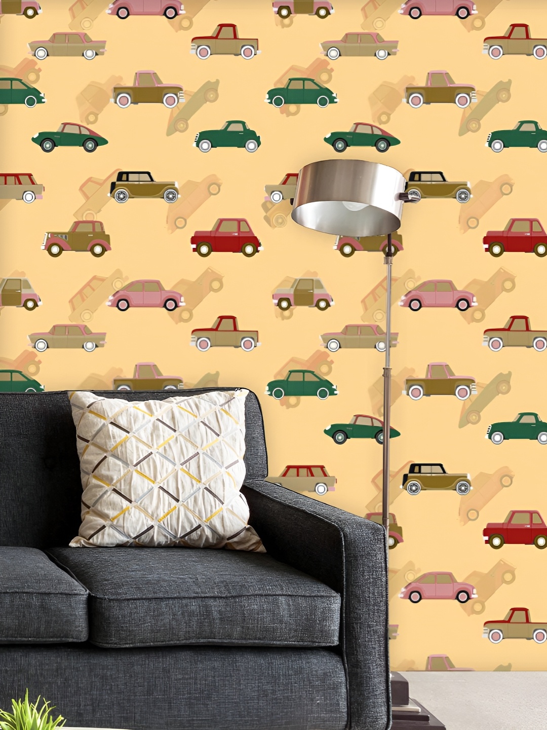 

ArtzFolio Printed UV-Resistant Anti-Bacterial Cute Car Pattern Peel & Stick Wallpaper, Multi