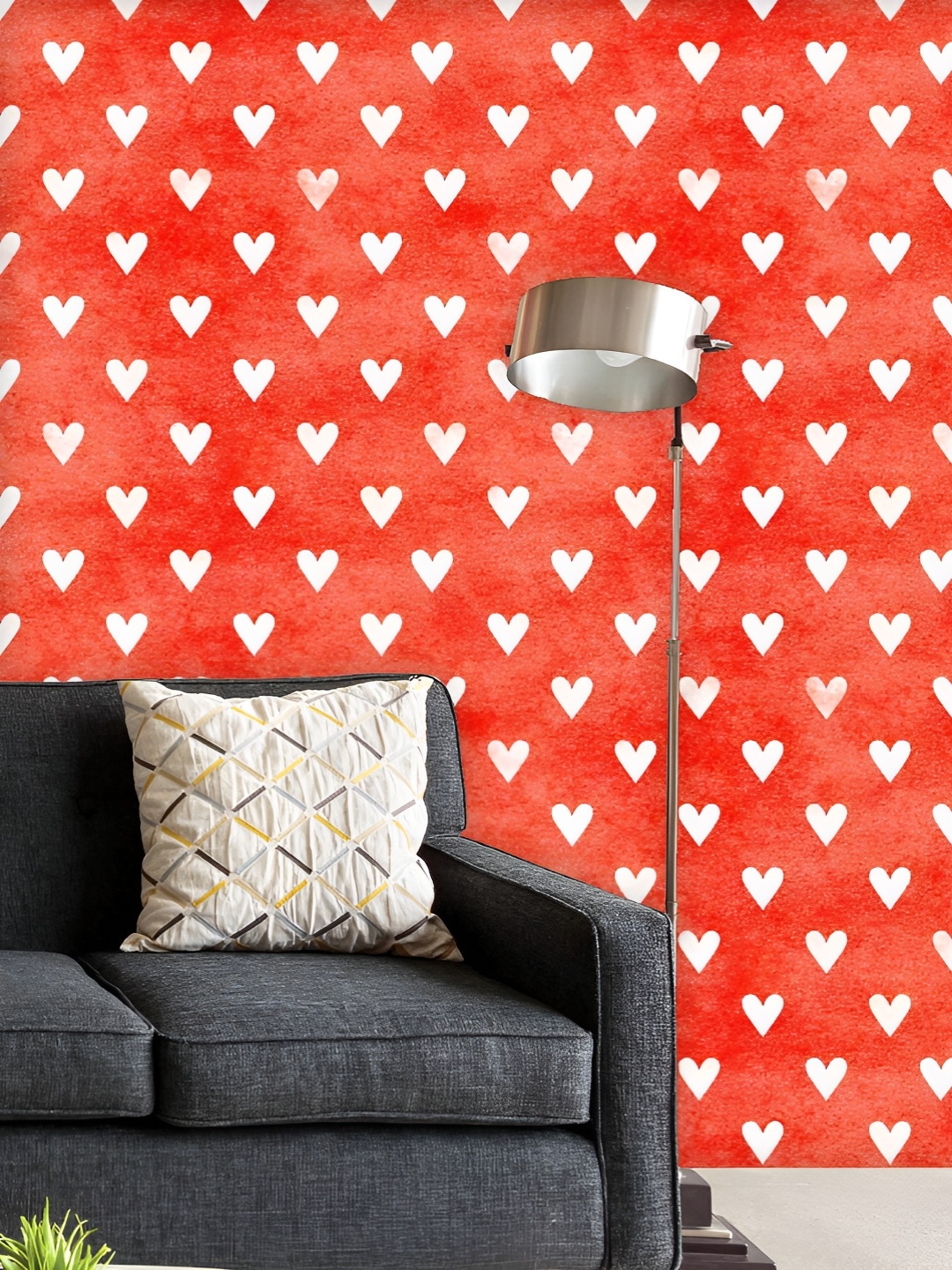 

ArtzFolio Printed UV-Resistant Anti-Bacterial White Watercolor Hearts Peel & Stick Wallpaper, Multi