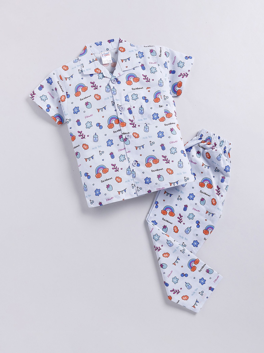 

NAUTI KIDZ Boys Printed Pure Cotton Night suit, Blue