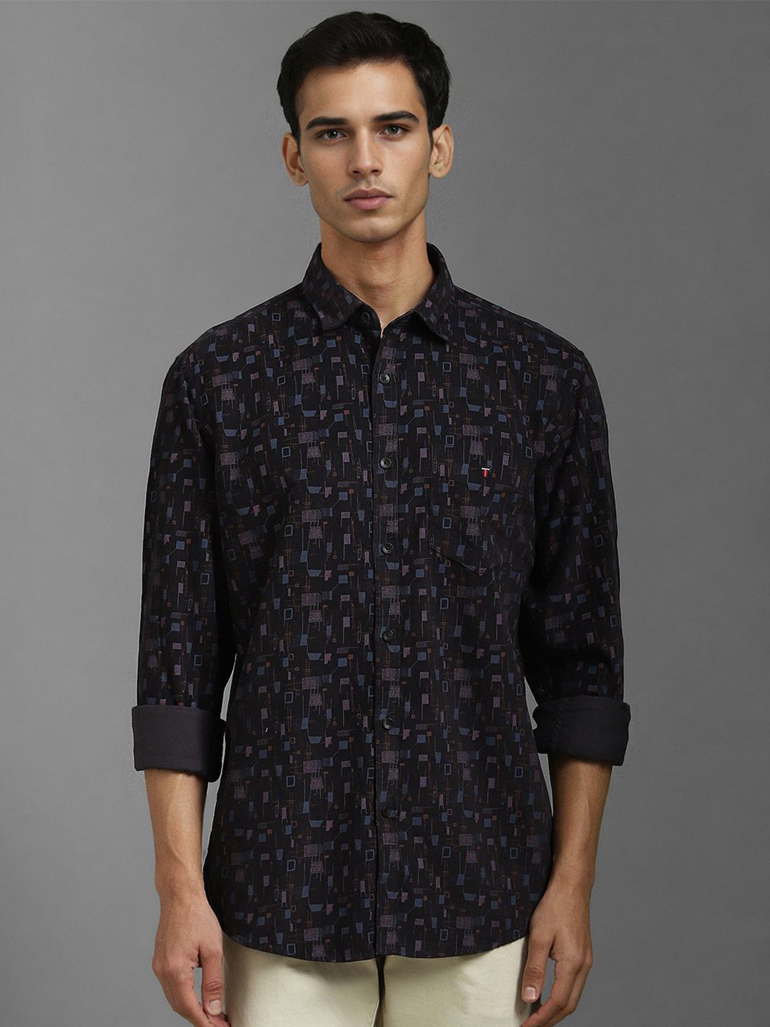

Louis Philippe Sport Men Slim Fit Opaque Printed Casual Shirt, Black