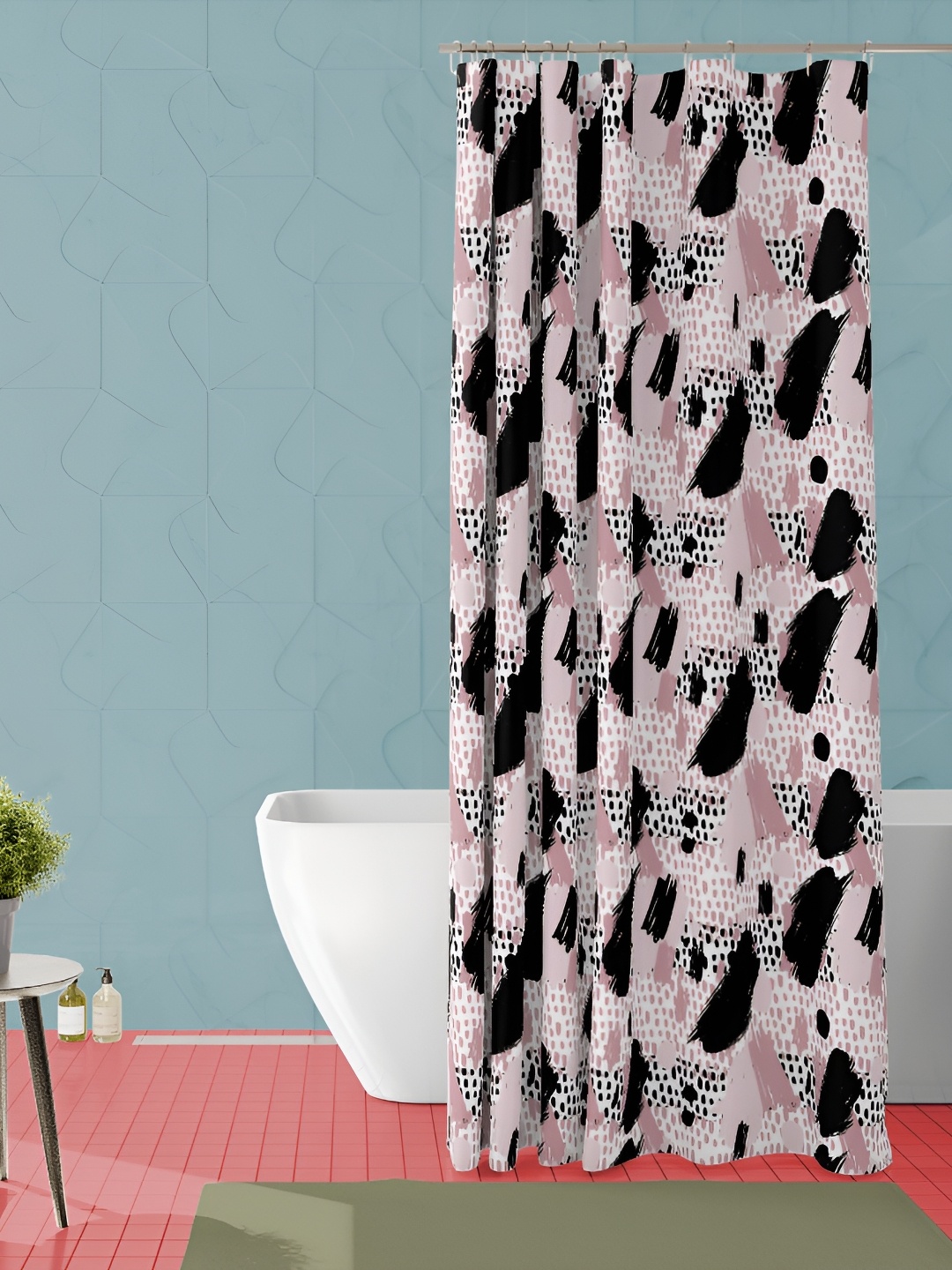 

ArtzFolio Black & Beige Printed Waterproof Shower Curtain