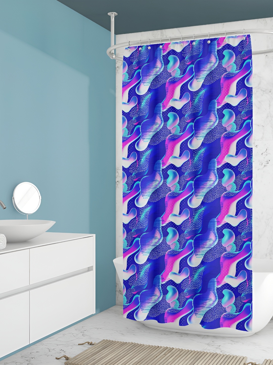 

ArtzFolio Blue & Purple Printed Waterproof Shower Curtain