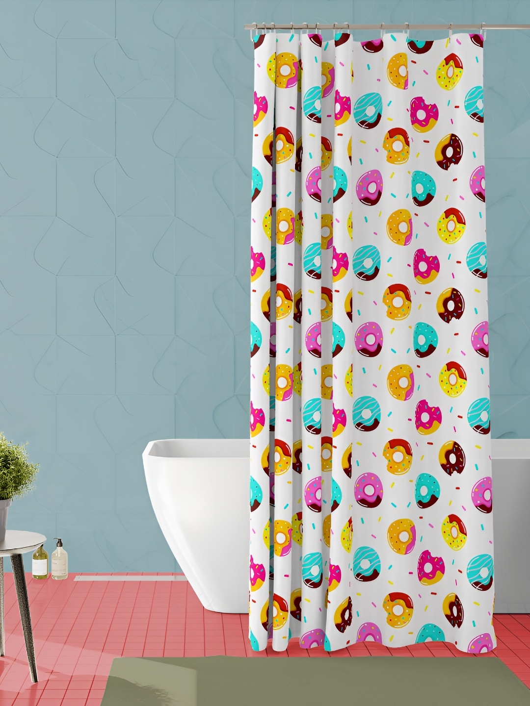 

ArtzFolio White & Pink Printed Waterproof Shower Curtain