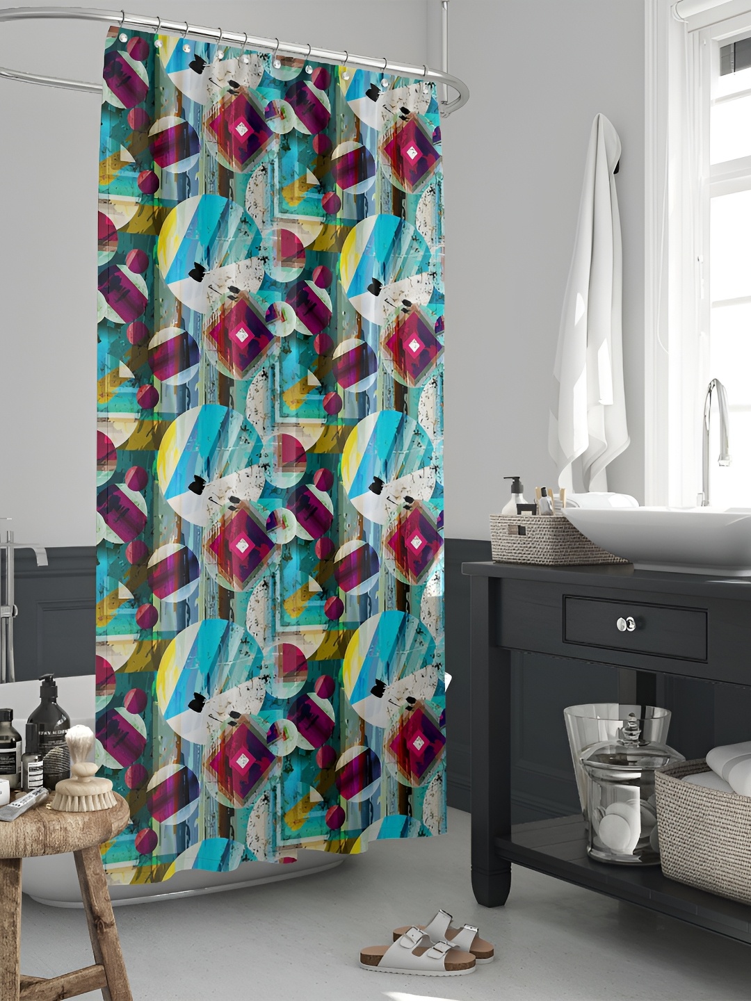 

ArtzFolio Blue & White Printed Waterproof Shower Curtains