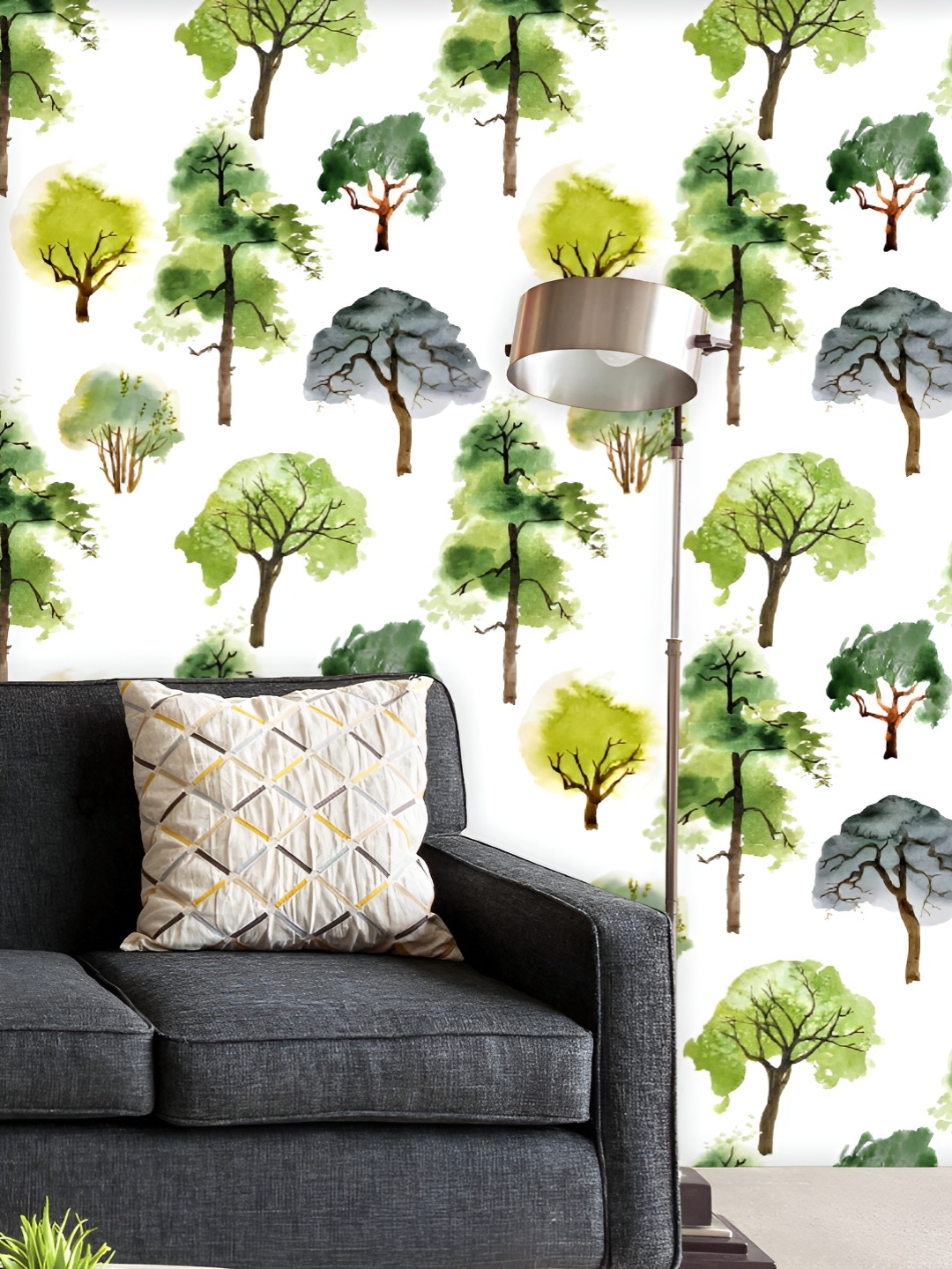 

ArtzFolio Printed UV-Resistant Anti-Bacterial Watercolor Trees Pattern Peel & Stick Wallpaper, Multi