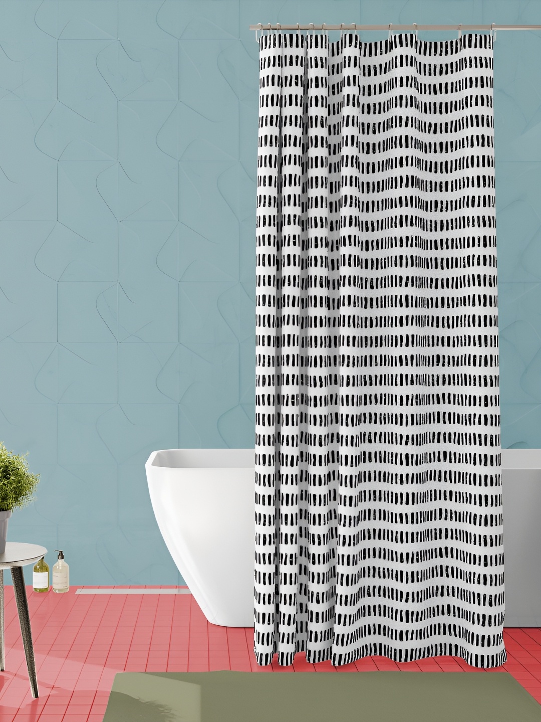 

ArtzFolio White & Black Printed Waterproof Shower Curtainn