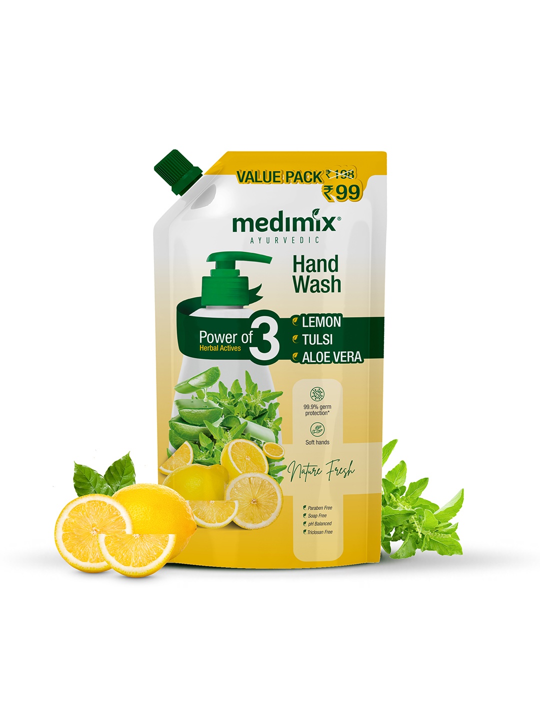 

medimix AYURVEDIC Lemon Tulsi & Aloe Vera Hand Wash Refill Pouch - 675 ml, White