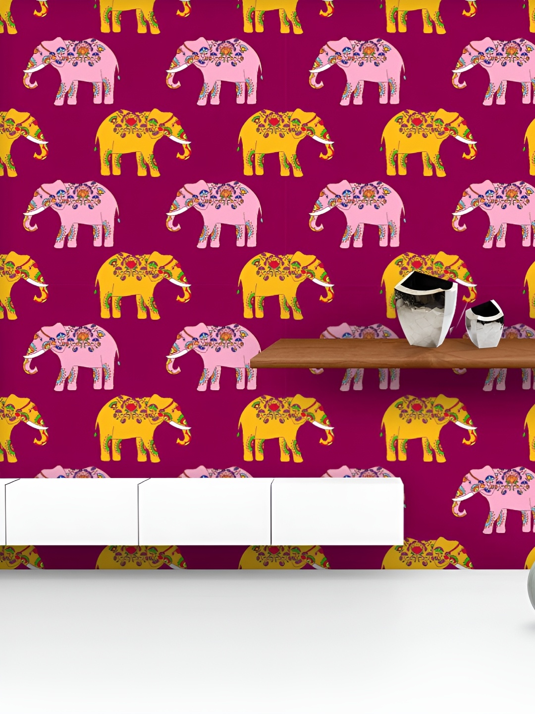

ArtzFolio Printed UV-Resistant Anti-Bacterial Indian Elephant Festival, Jaipur Peel & Stick Wallpaper, Multi
