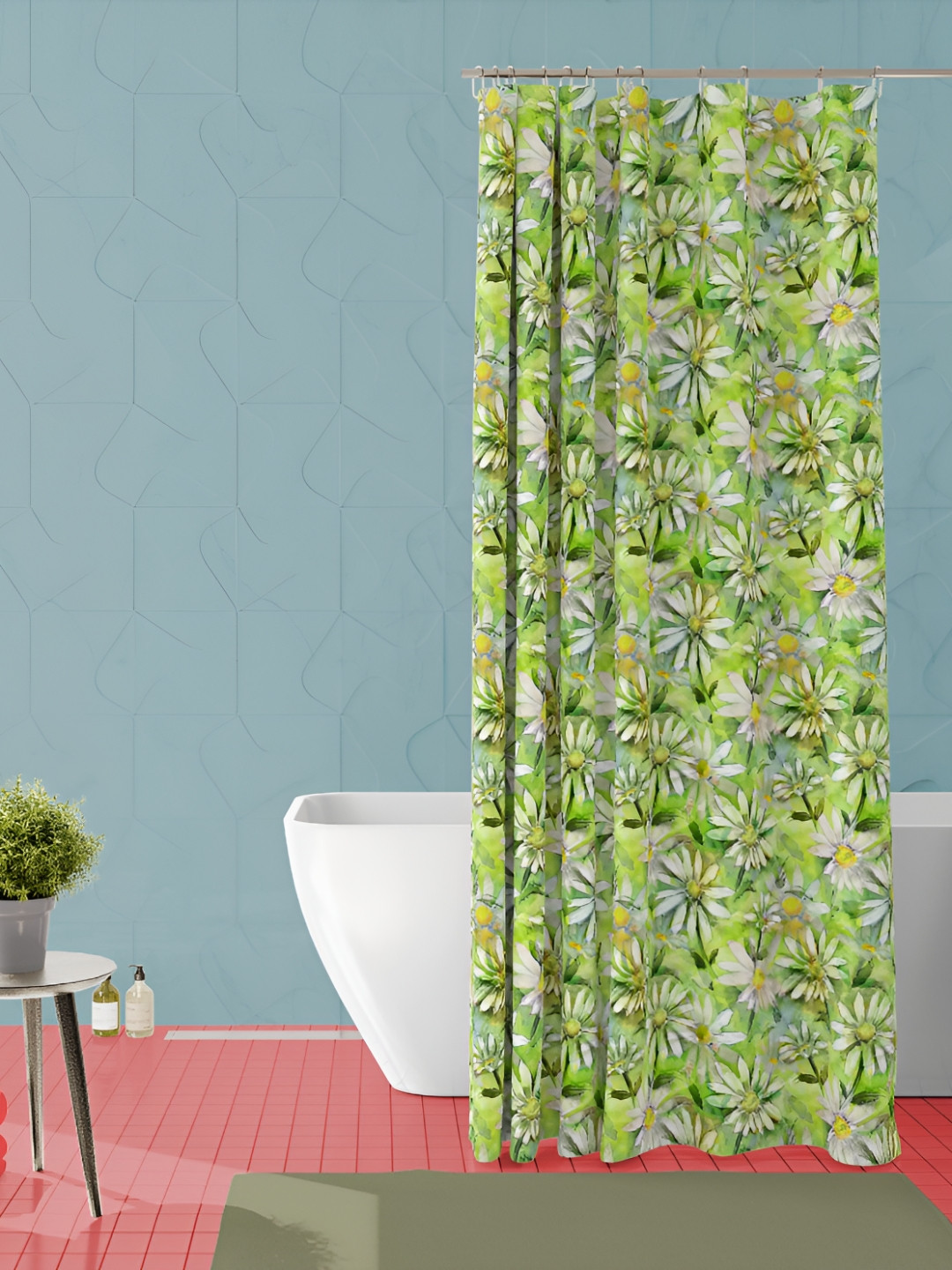 

ArtzFolio Green & White Printed Waterproof Shower Curtains