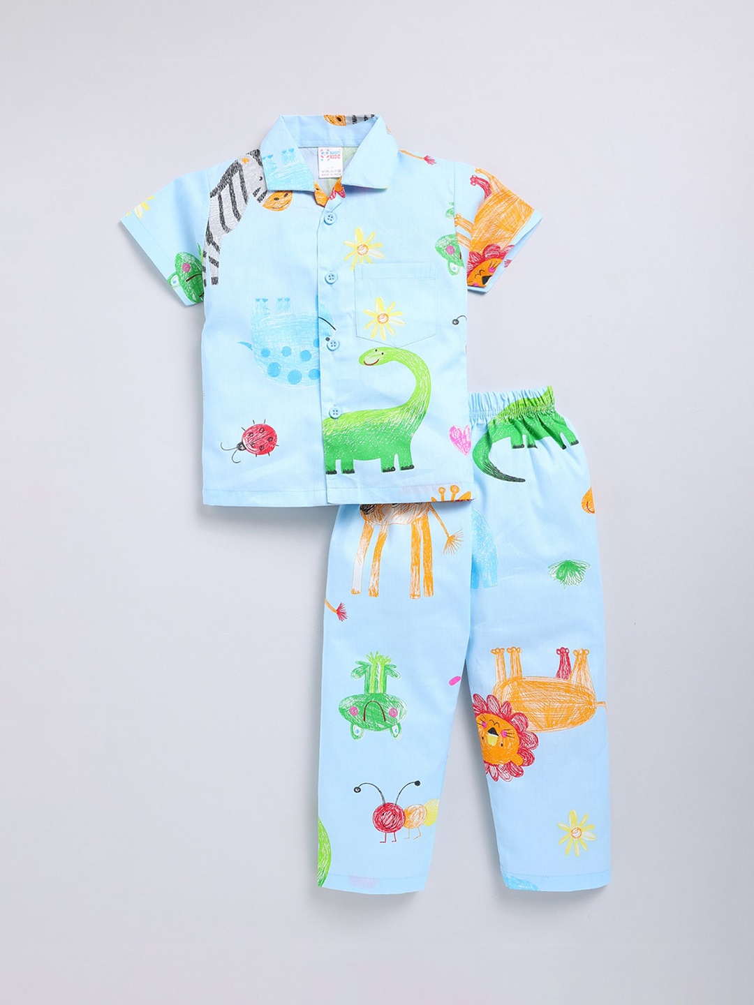 

NAUTI KIDZ Boys Printed Pure Cotton Night suit, Blue