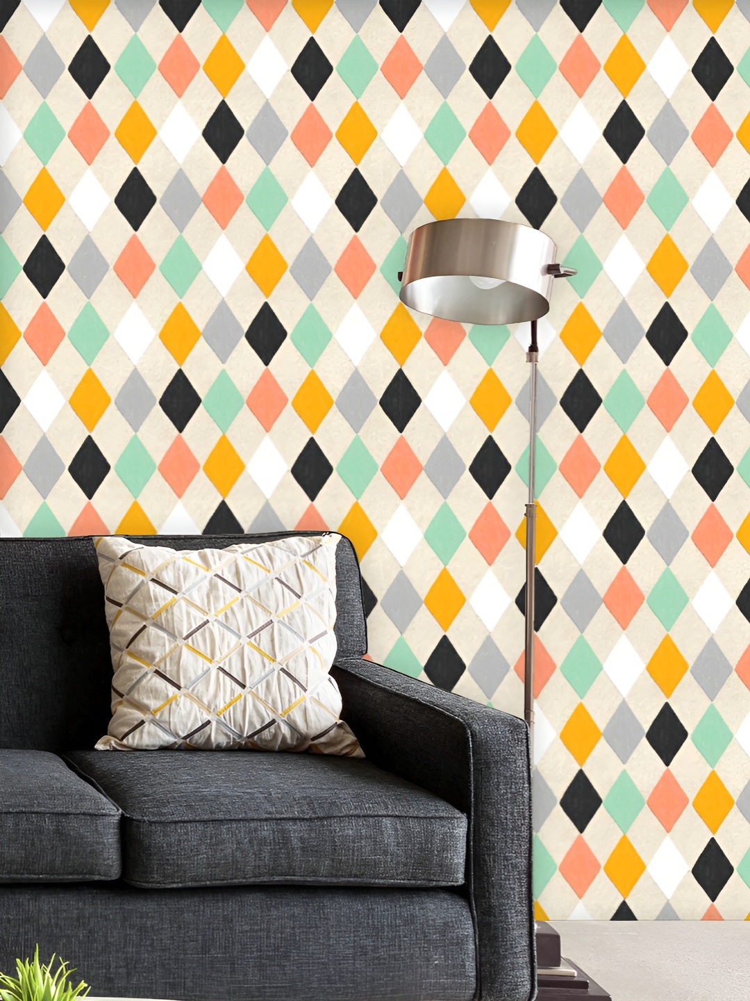 

ArtzFolio Printed UV-Resistant Anti-Bacterial Colorful Geometric Pattern Peel & Stick Wallpaper, Multi