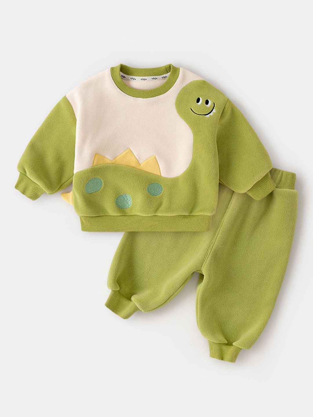 

LULU & SKY Girls Colourblocked Night suit, Green