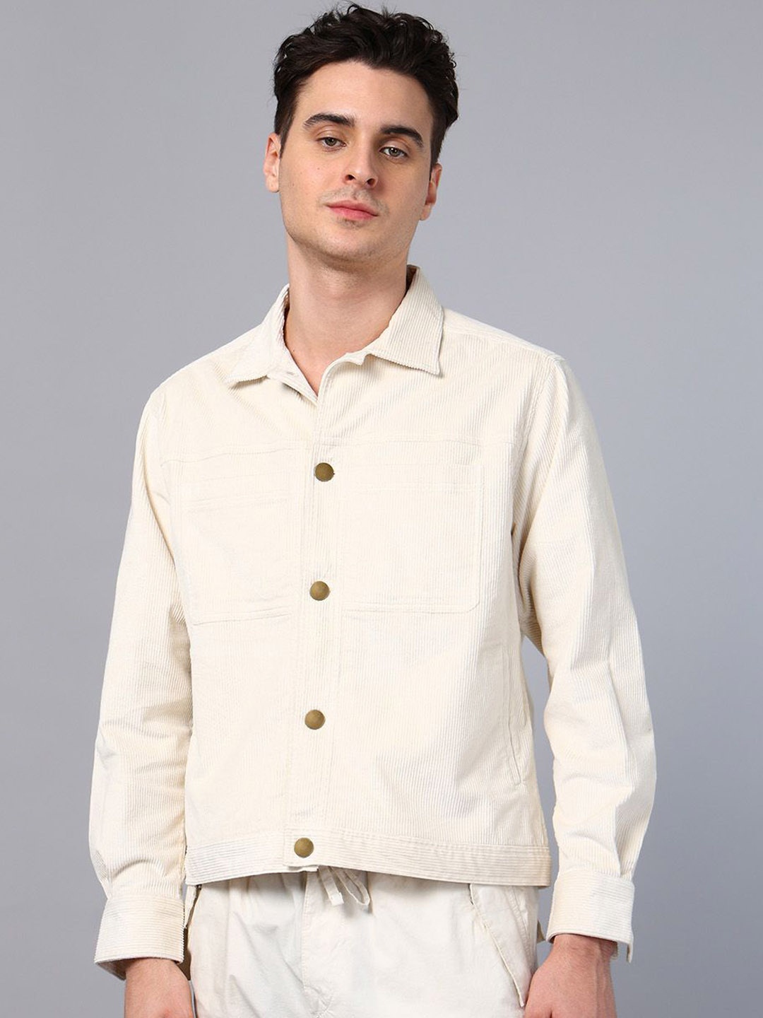 

Slowave Men Lightweight Crop Tailored Jacket, Off white