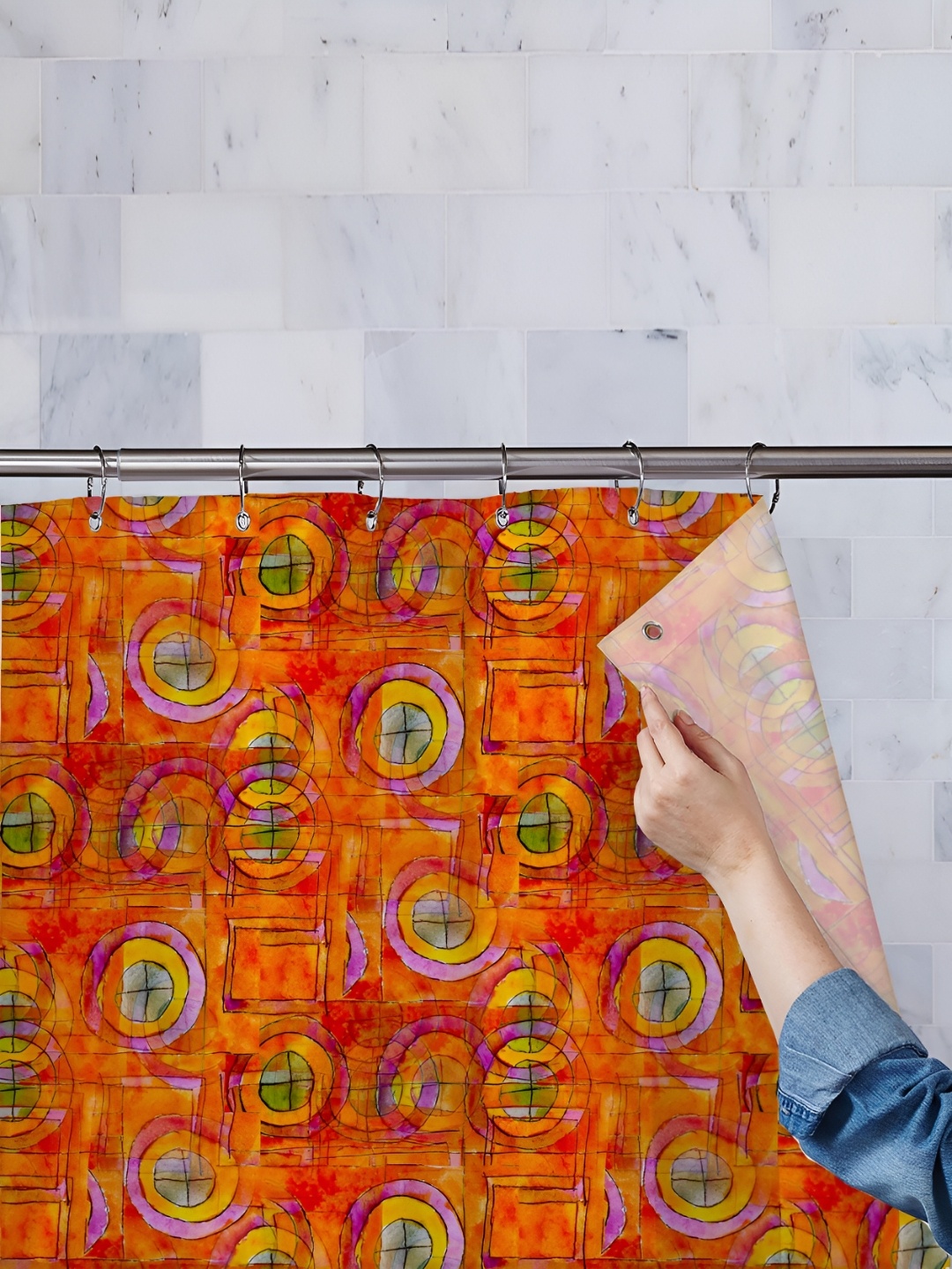 

ArtzFolio Orange-Colored Shower Curtains