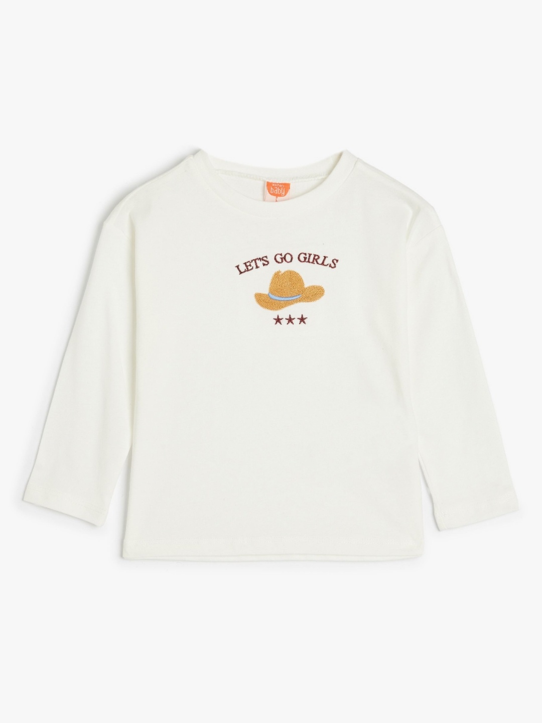 

Koton Girls Typography Embroidered Round Neck Cotton T-shirt, Off white