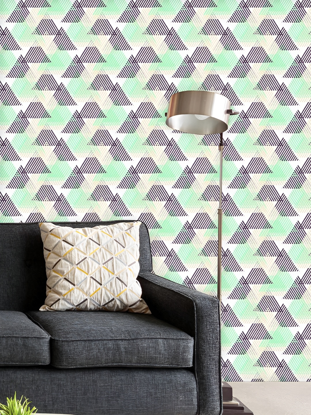 

ArtzFolio Printed UV-Resistant Anti-Bacterial Geometric D Triangles Peel & Stick Wallpaper, Multi