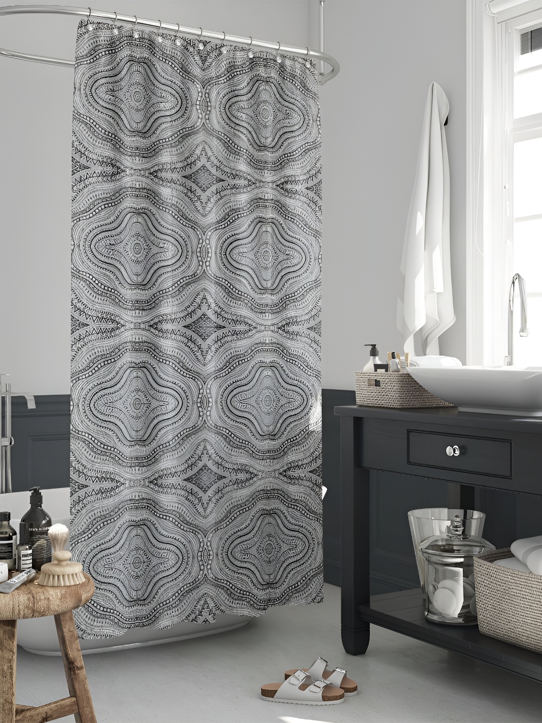 

ArtzFolio Black & White Printed Waterproof Shower Curtain