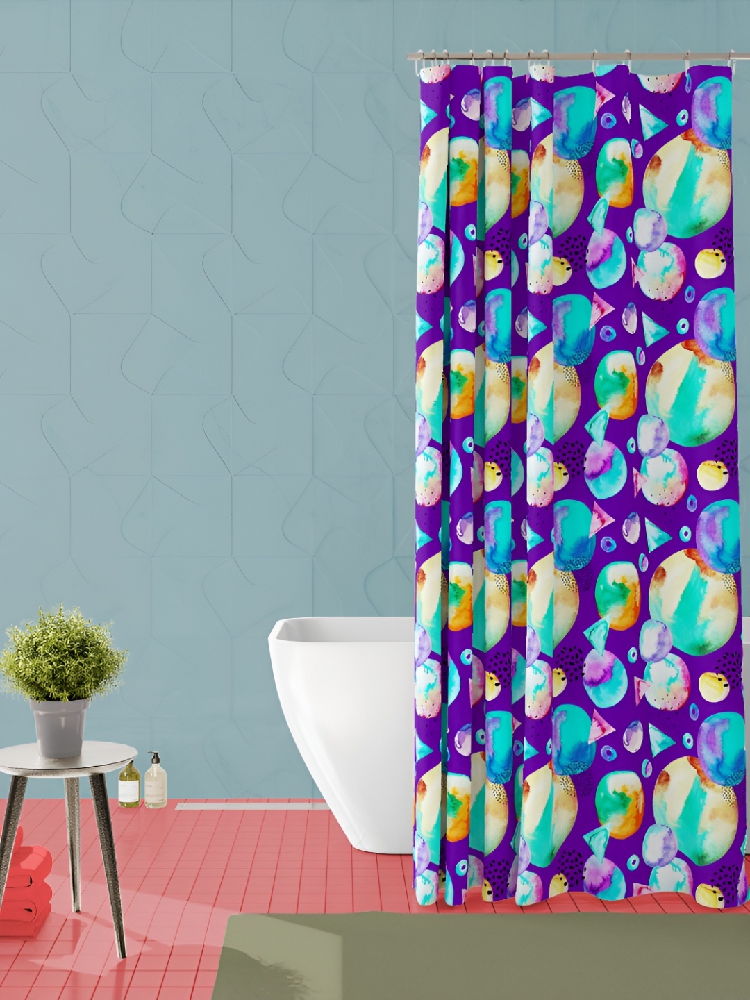 

ArtzFolio Blue & Yellow Printed Waterproof Shower Curtain