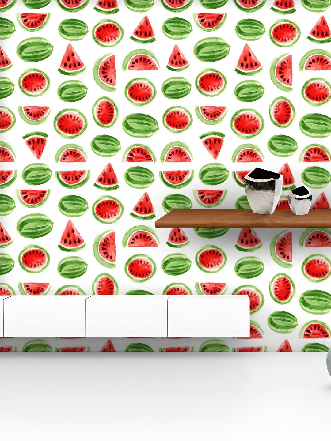 

ArtzFolio Printed UV-Resistant Anti-Bacterial Watercolor Watermelon Peel & Stick Wallpaper, Multi