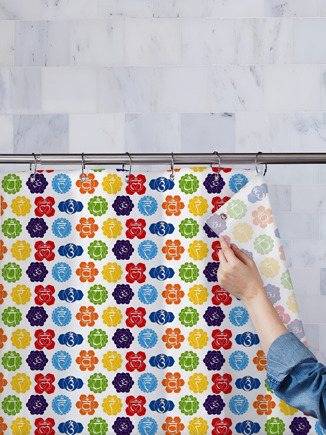 

ArtzFolio Single Piece Waterproof Polyester Shower Curtain, Multi