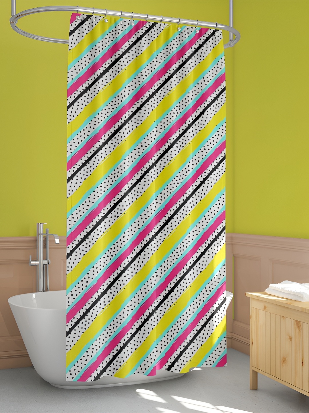 

ArtzFolio White & Black Printed Waterproof Shower Curtain