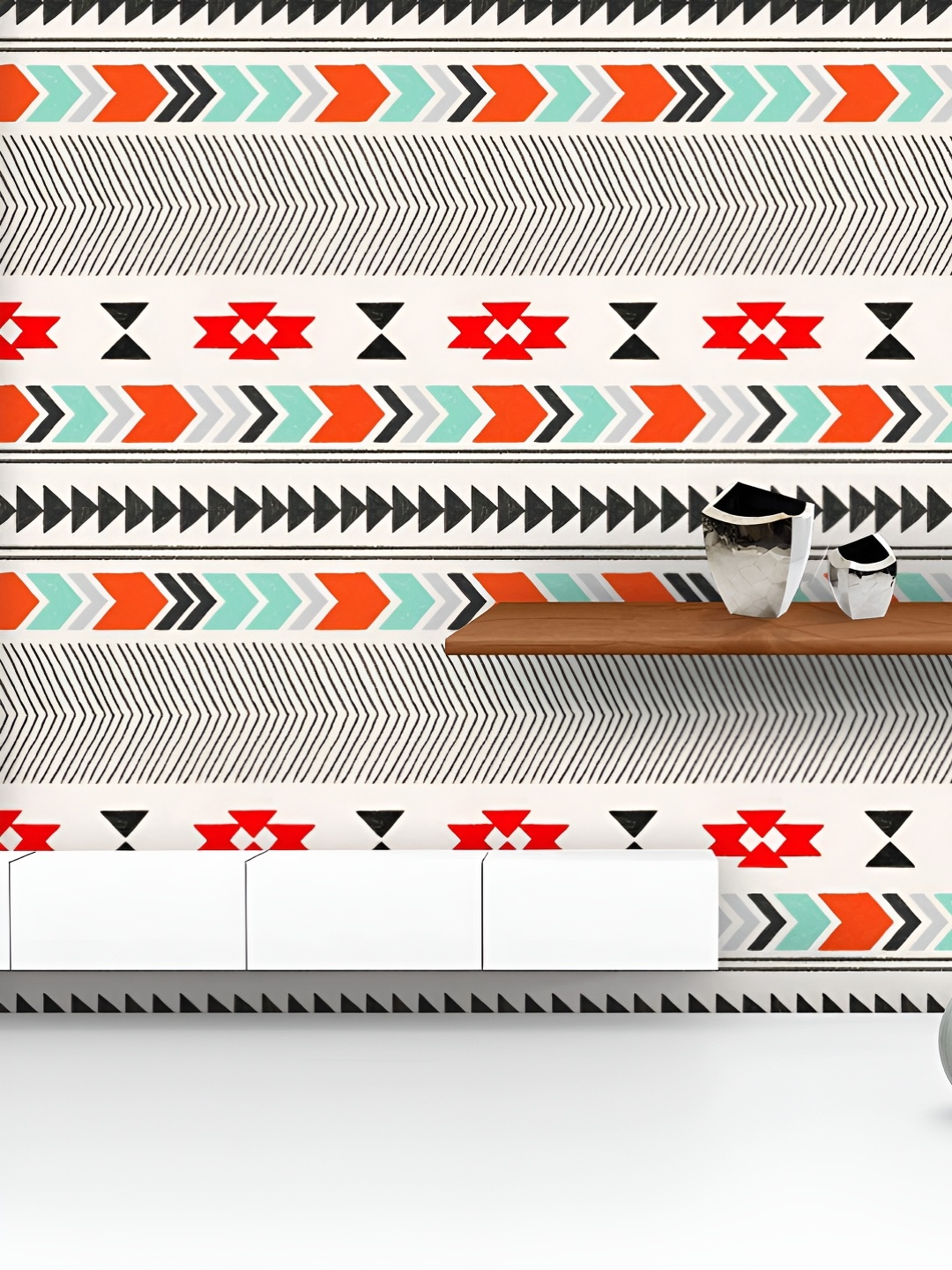 

ArtzFolio Printed UV-Resistant Anti-Bacterial Tribal Ikat Pattern Peel & Stick Wallpaper, Multi