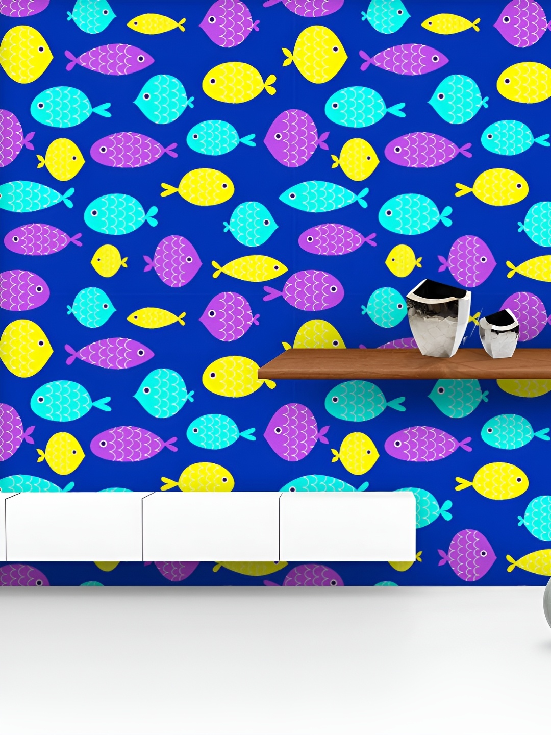 

ArtzFolio Printed UV-Resistant Anti-Bacterial Fish Pattern Peel & Stick Wallpaper, Multi