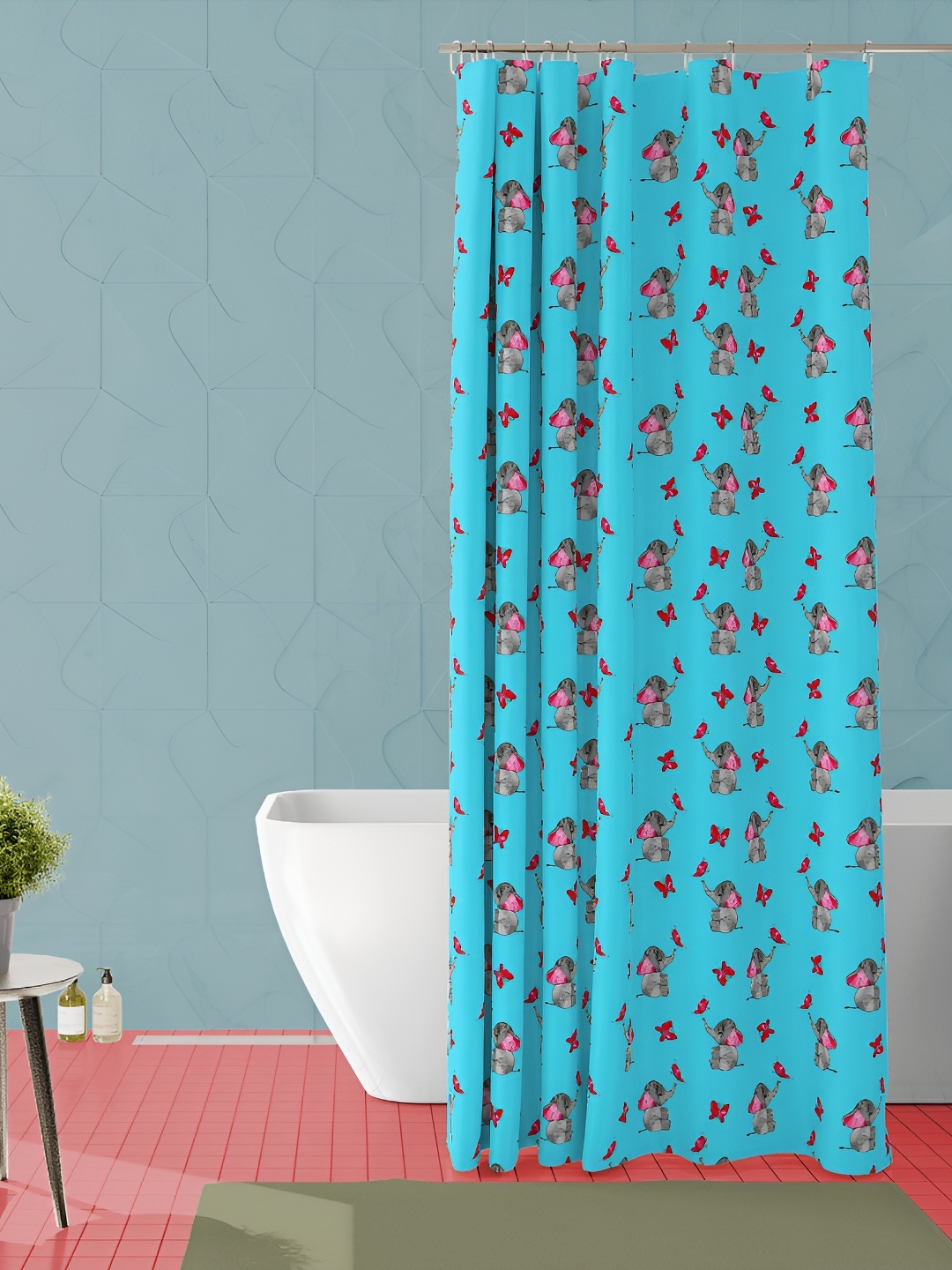 

ArtzFolio Blue & Grey Printed Waterproof Shower Curtain