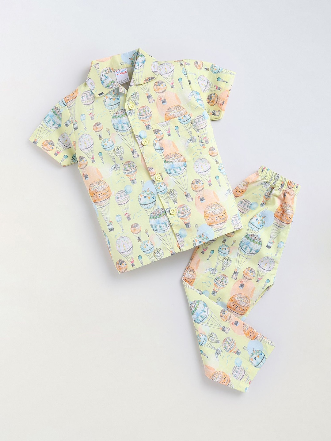 

NAUTI KIDZ Boys Pure Cotton Printed Night suit, Yellow