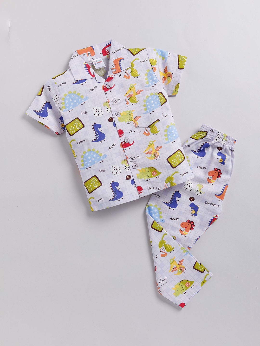 

NAUTI KIDZ Boys Pure Cotton Printed Night suit, White