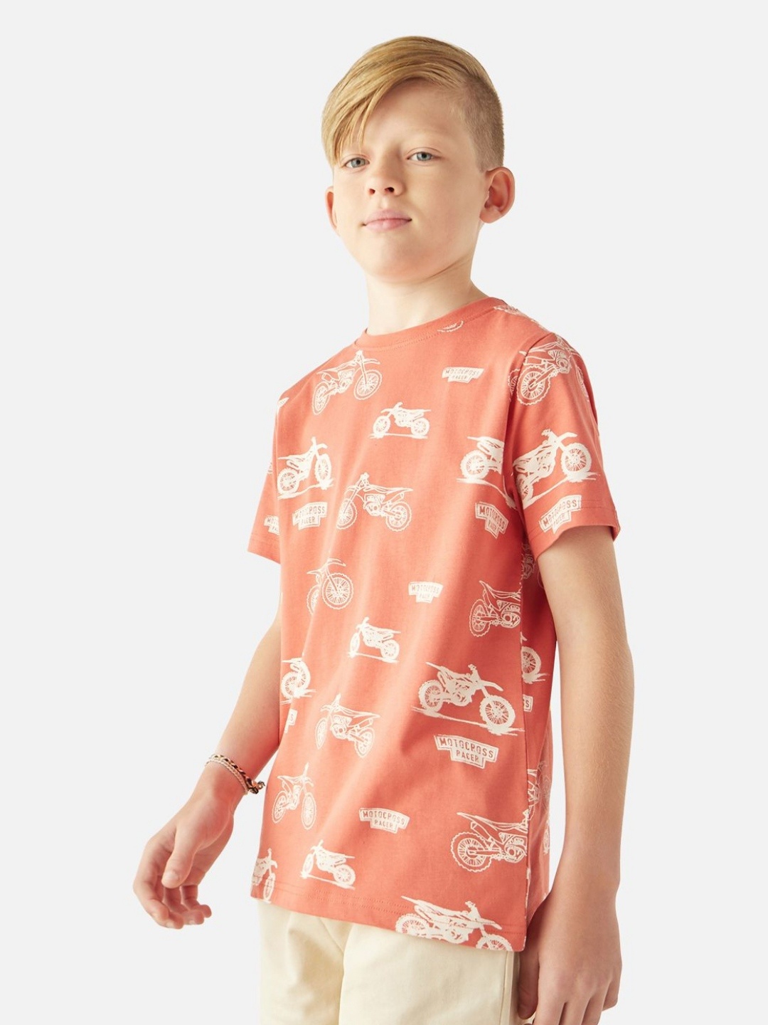 

Juniors by Babyshop Boys Typography Printed Extended Sleeves Pockets T-shirt, Orange