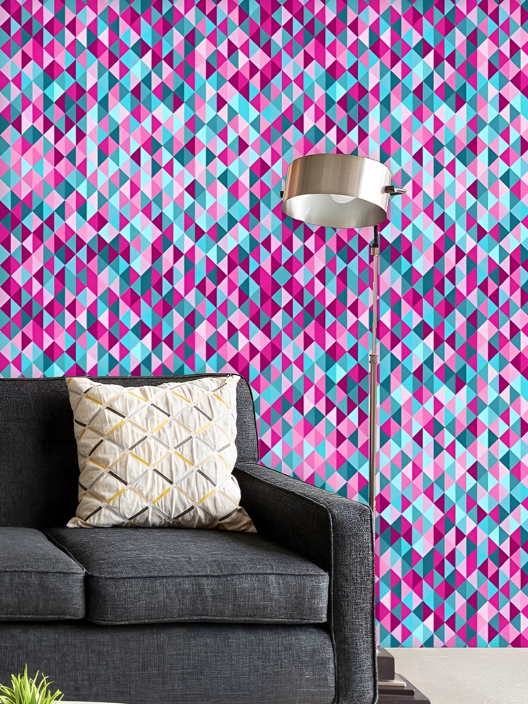 

ArtzFolio Printed UV-Resistant Anti-Bacterial Triangle Tiles Peel & Stick Wallpaper, Multi