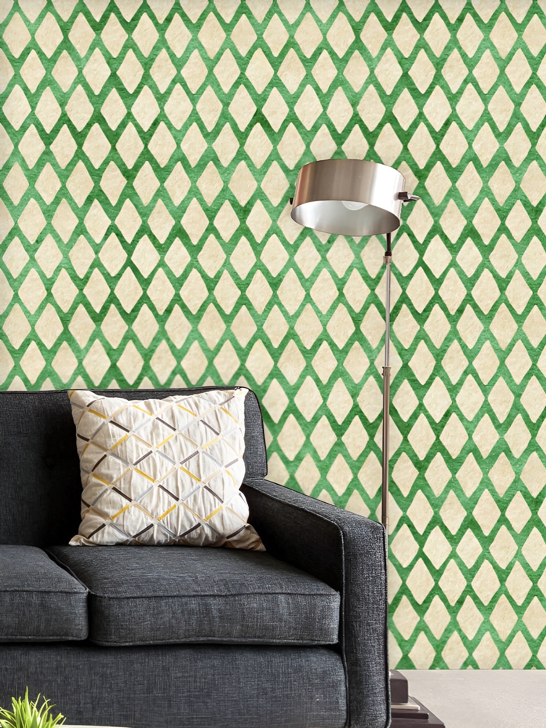 

ArtzFolio Printed UV-Resistant Anti-Bacterial Green Harlequin Peel & Stick Wallpaper, Multi